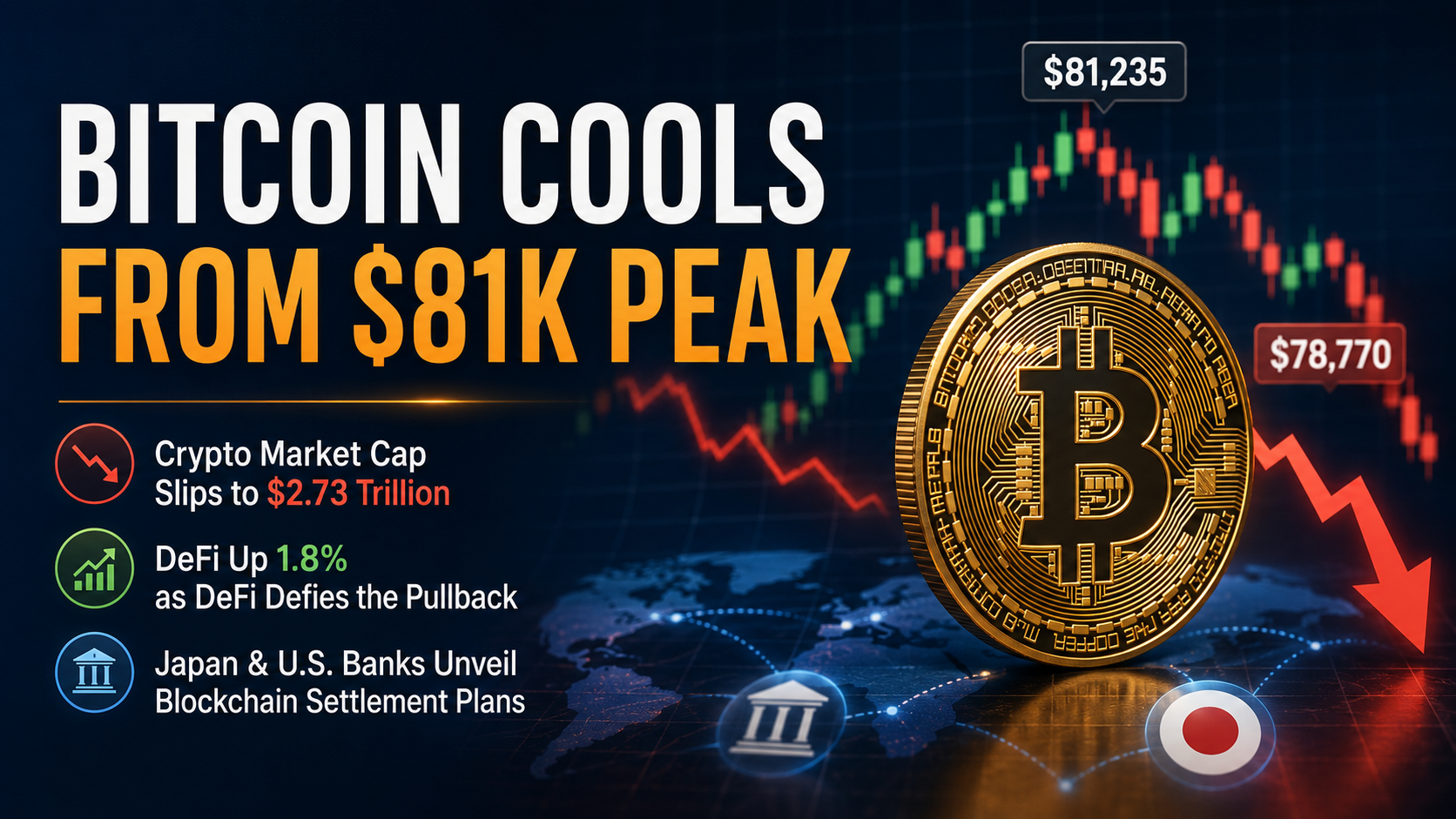 Bitcoin Cools From $81K Peak as Traders Take Profits — Crypto Market Cap Slips to $2.73 Trillion